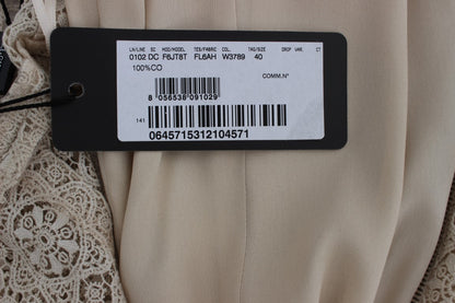 Dolce &amp; Gabbana - Robe longue beige élégante à fleurs découpées