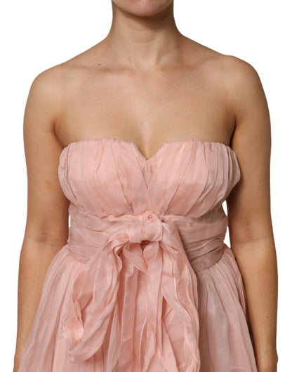 Dolce & Gabbana Pink Silk Chiffon A-line Pleated Midi Dress by Dolce & Gabbana