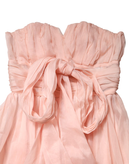 Dolce & Gabbana Pink Silk Chiffon A-line Pleated Midi Dress by Dolce & Gabbana