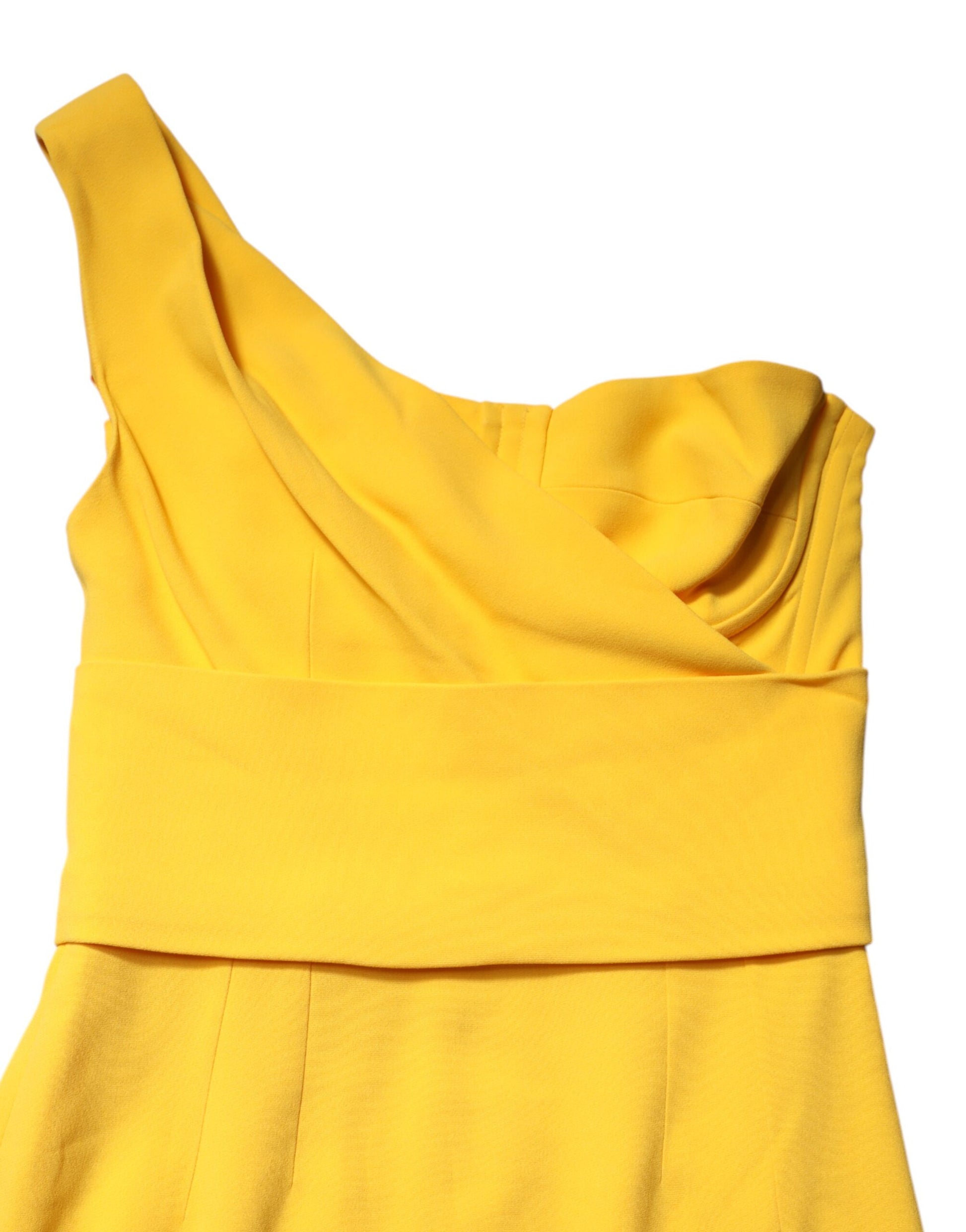 Dolce & Gabbana Yellow One Shoulder Side Slit Midi Dress by Dolce & Gabbana