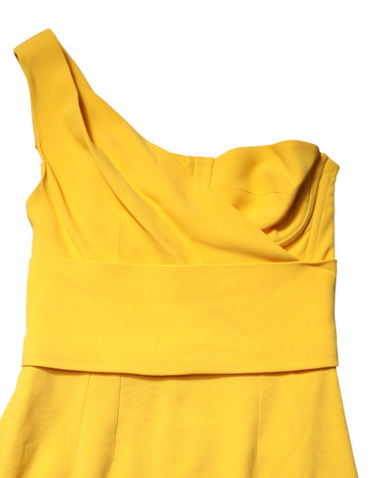 Dolce & Gabbana Yellow One Shoulder Side Slit Midi Dress by Dolce & Gabbana