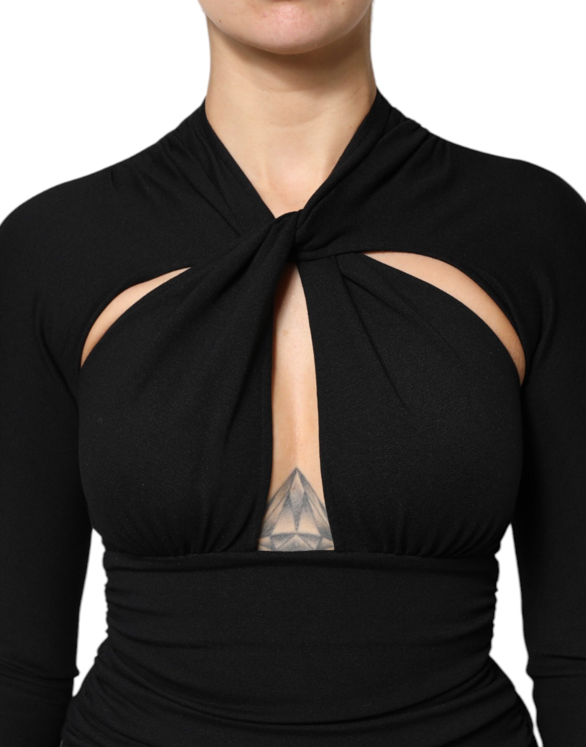 Dolce & Gabbana Black Long Sleeves Sheath Midi Dress by Dolce & Gabbana