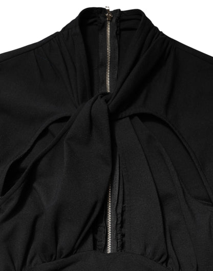Dolce & Gabbana Black Long Sleeves Sheath Midi Dress by Dolce & Gabbana