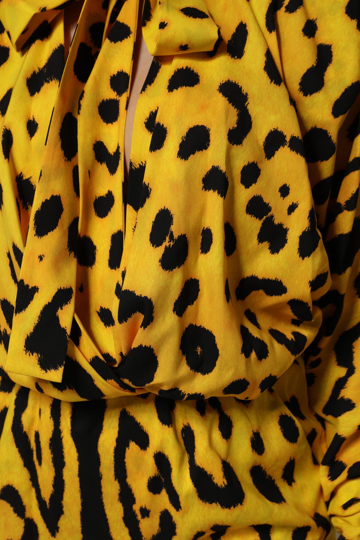 Dolce & Gabbana Yellow Leopard Long Sleeves Jumpsuit Dress by Dolce & Gabbana
