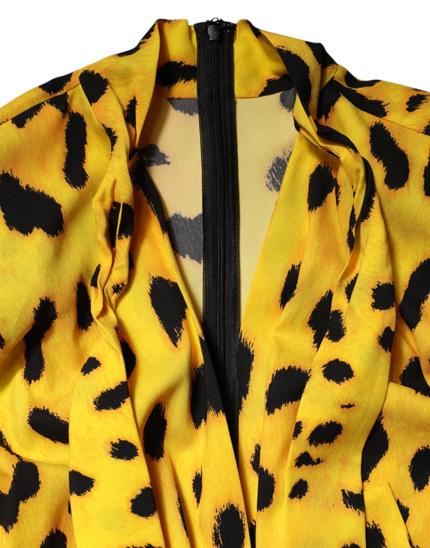 Dolce & Gabbana Yellow Leopard Long Sleeves Jumpsuit Dress by Dolce & Gabbana
