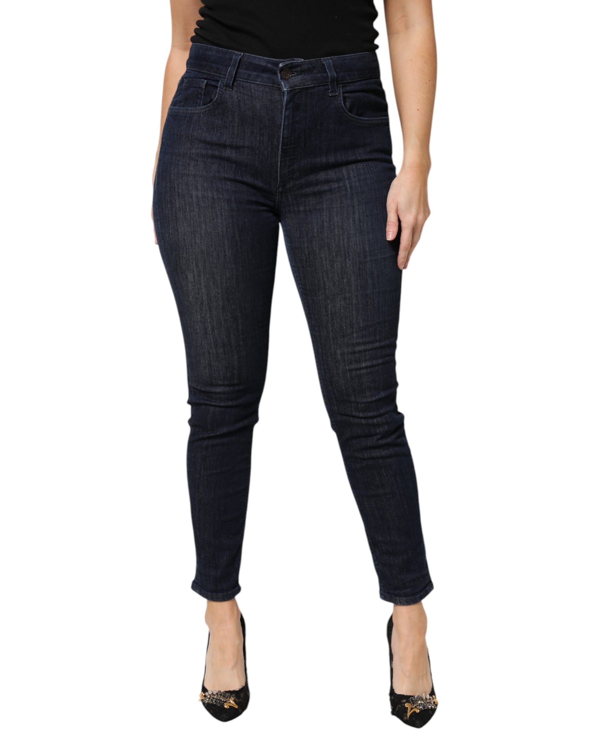 Dolce & Gabbana Dark Blue Cotton Skinny Cropped Denim Jeans by Dolce & Gabbana
