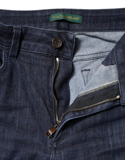 Dolce & Gabbana Dark Blue Cotton Skinny Cropped Denim Jeans by Dolce & Gabbana