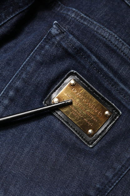 Dolce & Gabbana Dark Blue Cotton Skinny Cropped Denim Jeans by Dolce & Gabbana