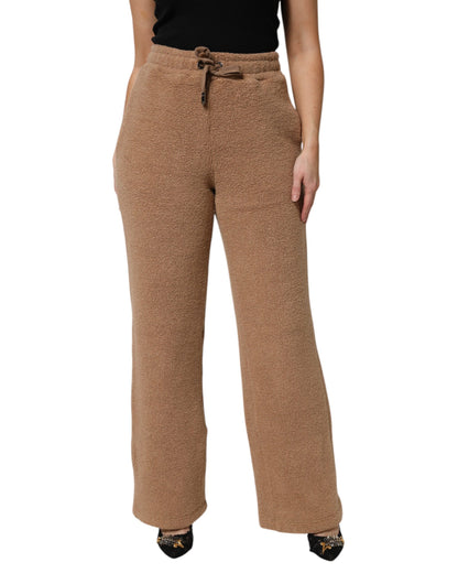 Dolce & Gabbana Brown Logo Plaque Sweatpants Straight Pants by Dolce & Gabbana
