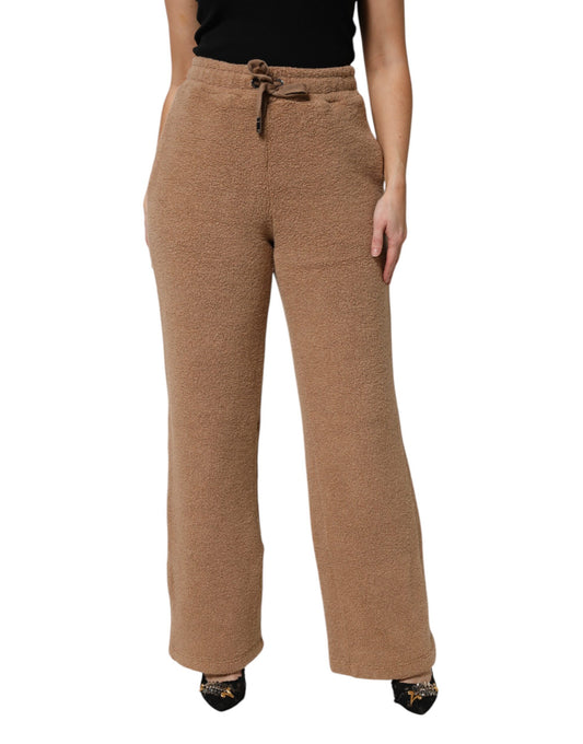 Dolce & Gabbana Brown Logo Plaque Sweatpants Straight Pants by Dolce & Gabbana