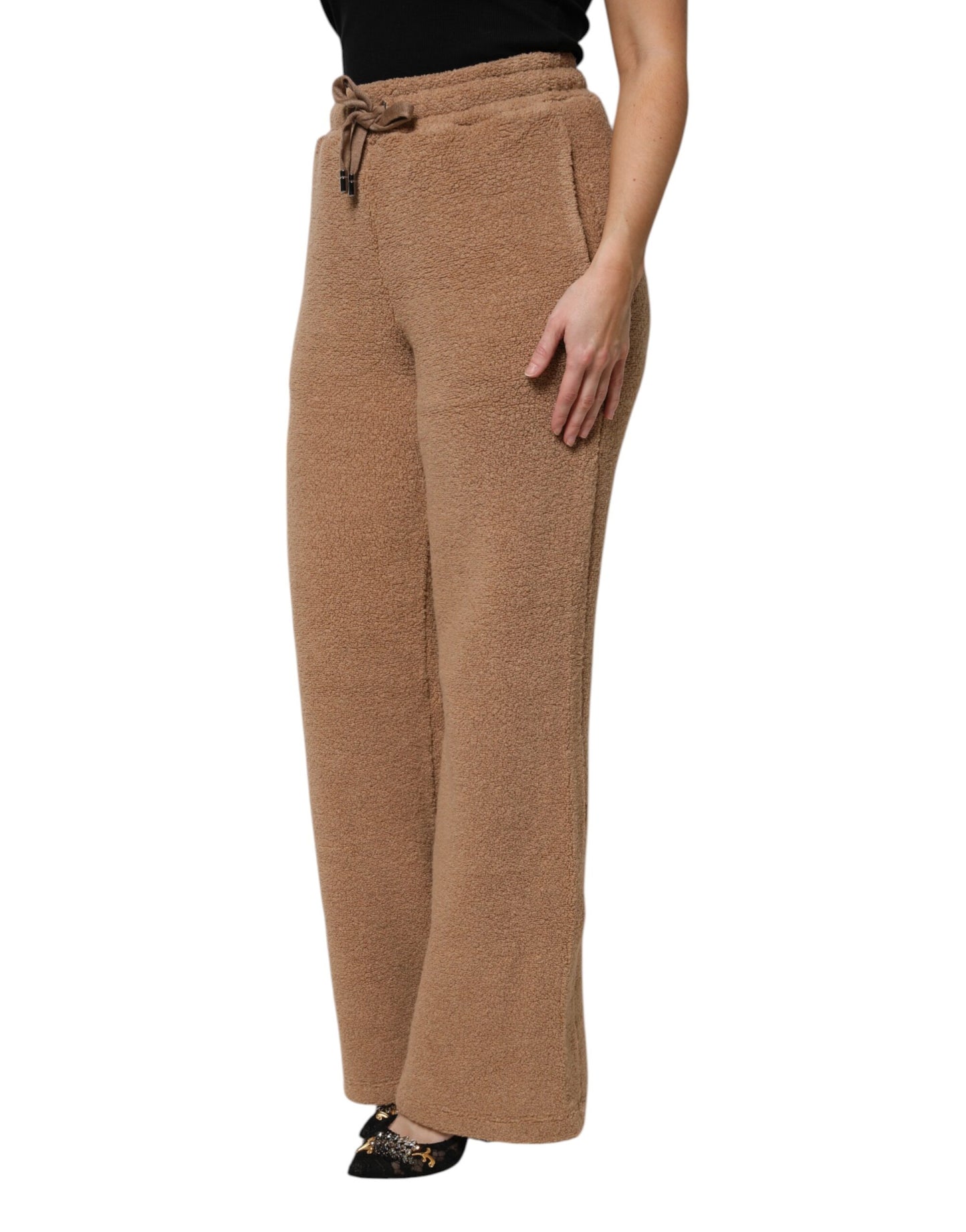 Dolce & Gabbana Brown Logo Plaque Sweatpants Straight Pants by Dolce & Gabbana