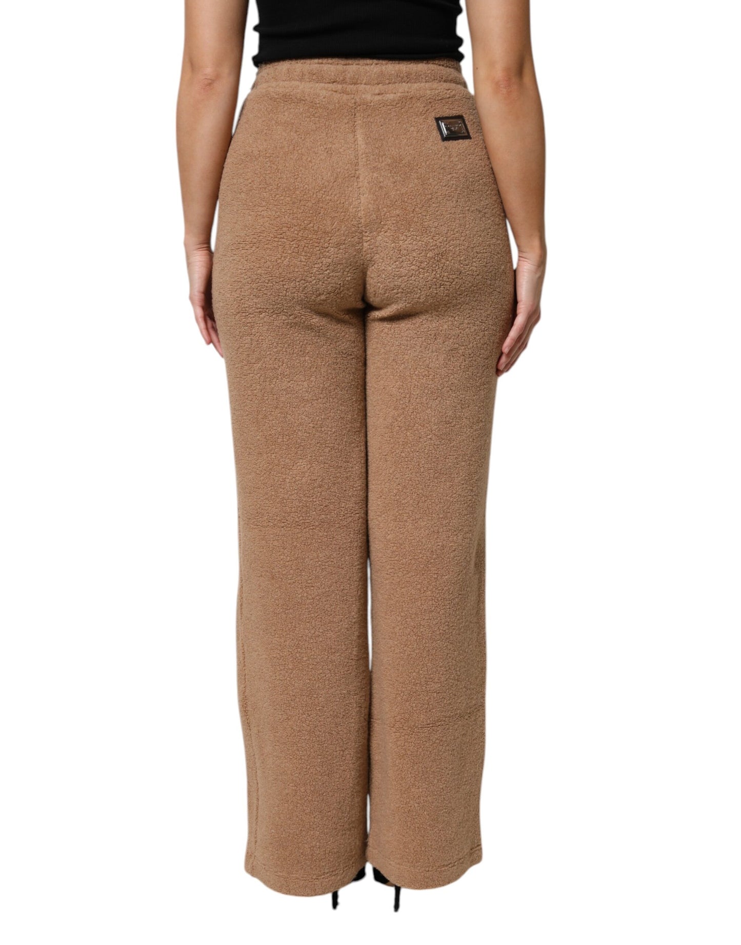 Dolce & Gabbana Brown Logo Plaque Sweatpants Straight Pants by Dolce & Gabbana