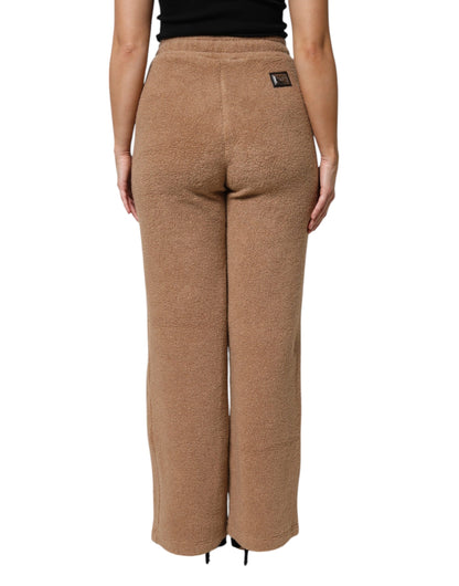 Dolce & Gabbana Brown Logo Plaque Sweatpants Straight Pants by Dolce & Gabbana