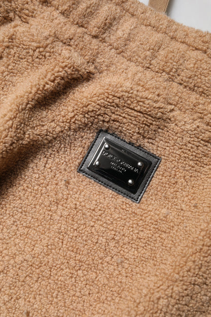Dolce & Gabbana Brown Logo Plaque Sweatpants Straight Pants by Dolce & Gabbana