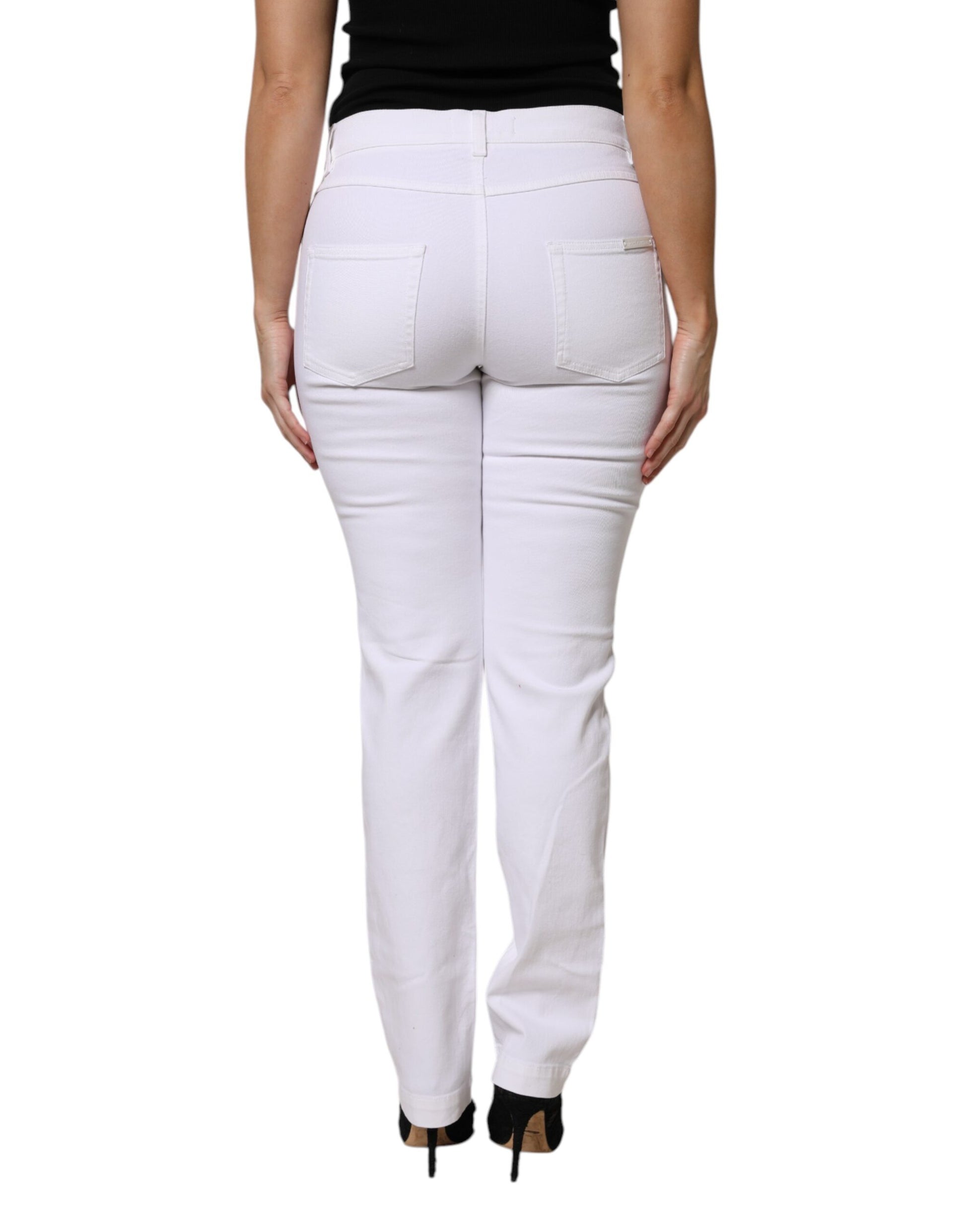Dolce & Gabbana White Floral Sequined GIRLY Denim Jeans by Dolce & Gabbana
