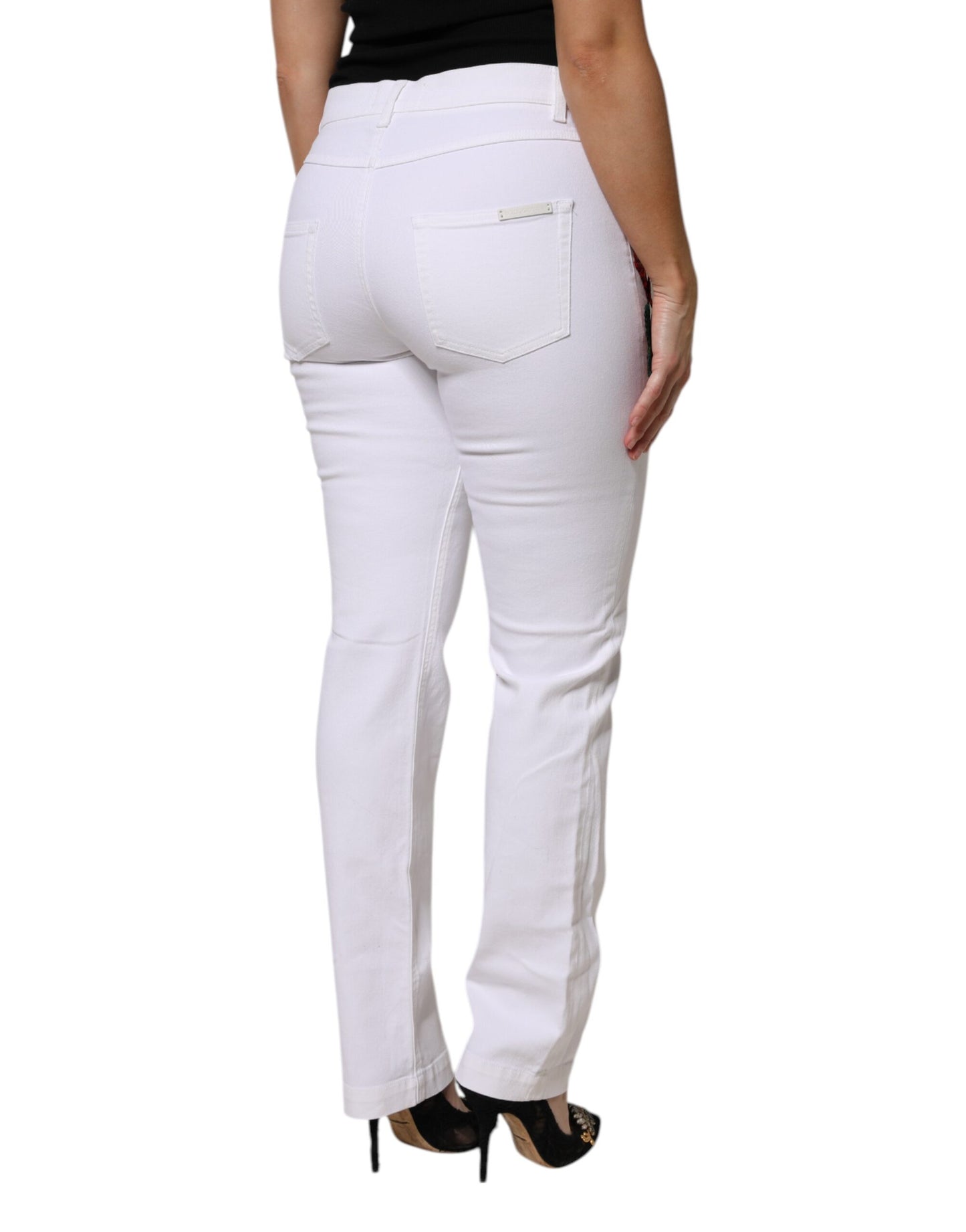Dolce & Gabbana White Floral Sequined GIRLY Denim Jeans by Dolce & Gabbana