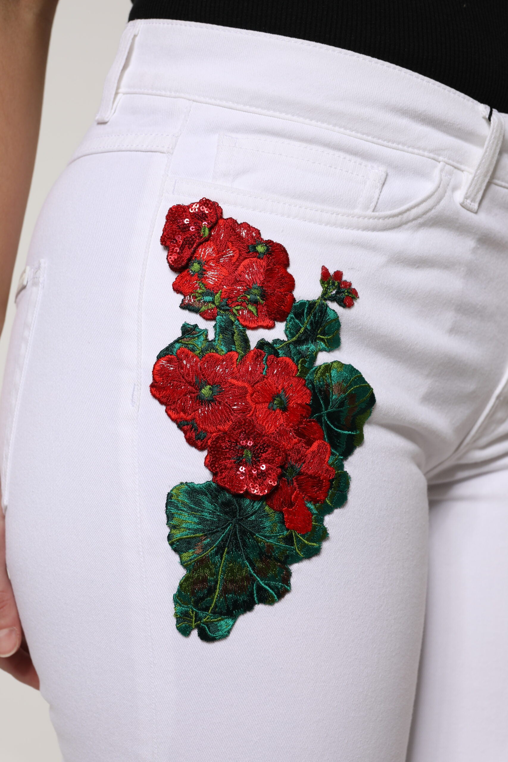 Dolce & Gabbana White Floral Sequined GIRLY Denim Jeans by Dolce & Gabbana
