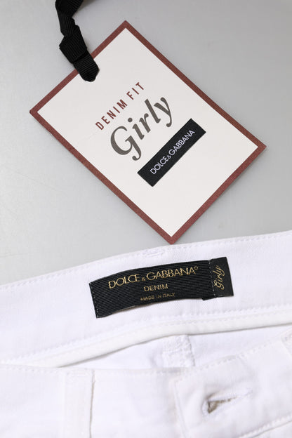 Dolce & Gabbana White Floral Sequined GIRLY Denim Jeans by Dolce & Gabbana