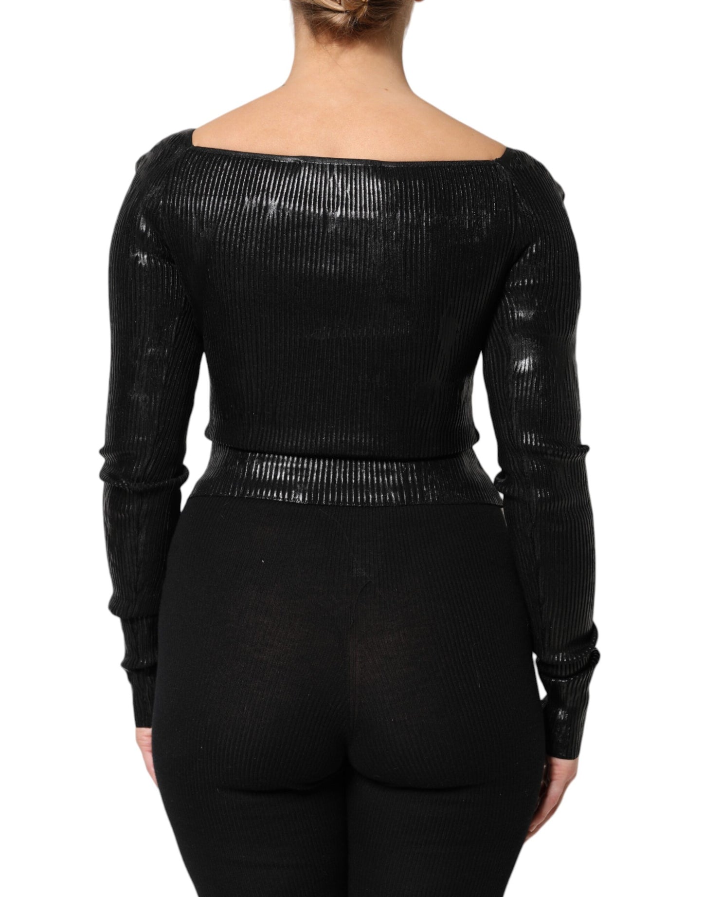Dolce & Gabbana Black Viscose Long Sleeves Fitted Blouse Top by Dolce & Gabbana