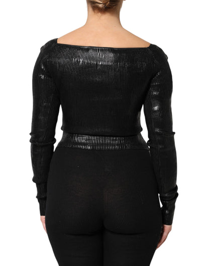 Dolce & Gabbana Black Viscose Long Sleeves Fitted Blouse Top by Dolce & Gabbana