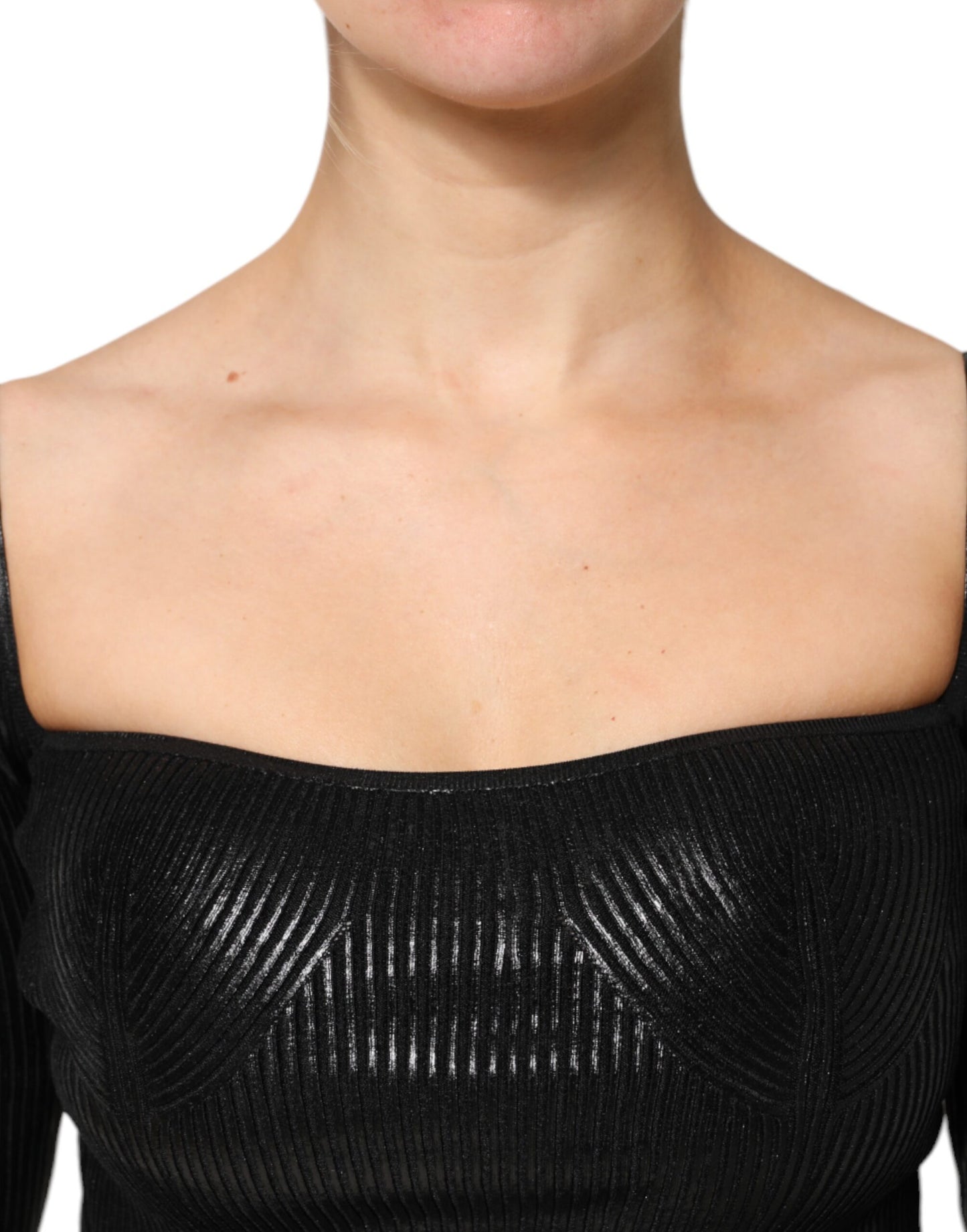 Dolce & Gabbana Black Viscose Long Sleeves Fitted Blouse Top by Dolce & Gabbana