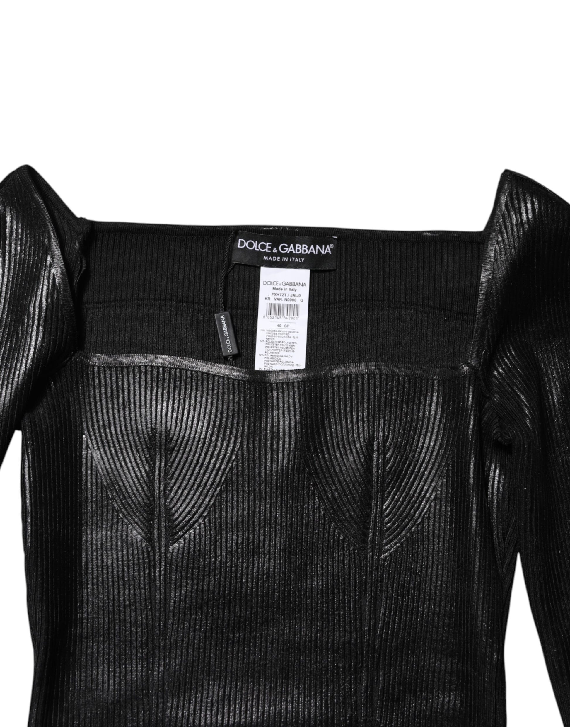 Dolce & Gabbana Black Viscose Long Sleeves Fitted Blouse Top by Dolce & Gabbana