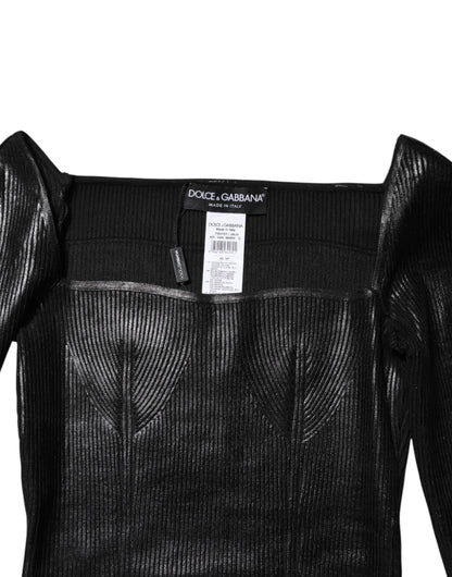 Dolce & Gabbana Black Viscose Long Sleeves Fitted Blouse Top by Dolce & Gabbana