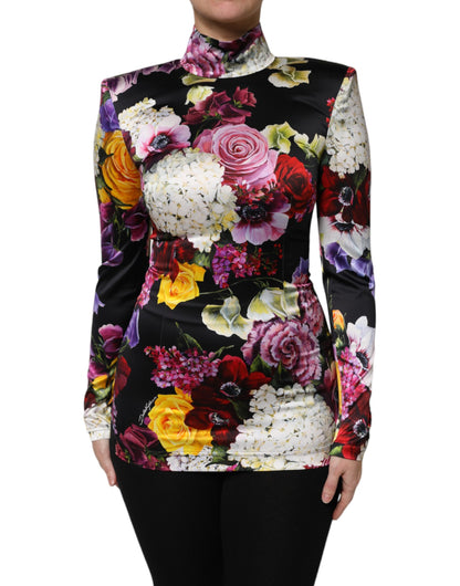 Dolce & Gabbana Multicolor Ortensies Long Sleeves Blouse Top by Dolce & Gabbana