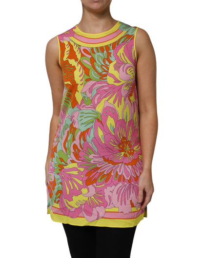 Dolce & Gabbana Multicolor Floral Round Neck Sleeveless Top by Dolce & Gabbana