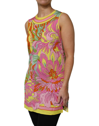 Dolce & Gabbana Multicolor Floral Round Neck Sleeveless Top by Dolce & Gabbana