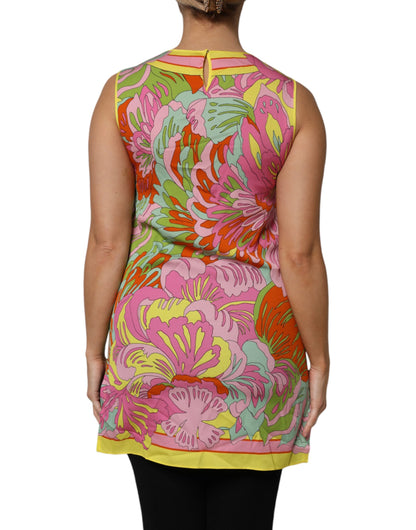 Dolce & Gabbana Multicolor Floral Round Neck Sleeveless Top by Dolce & Gabbana
