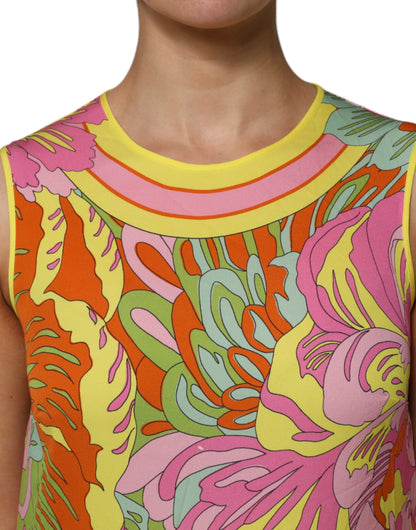 Dolce & Gabbana Multicolor Floral Round Neck Sleeveless Top by Dolce & Gabbana