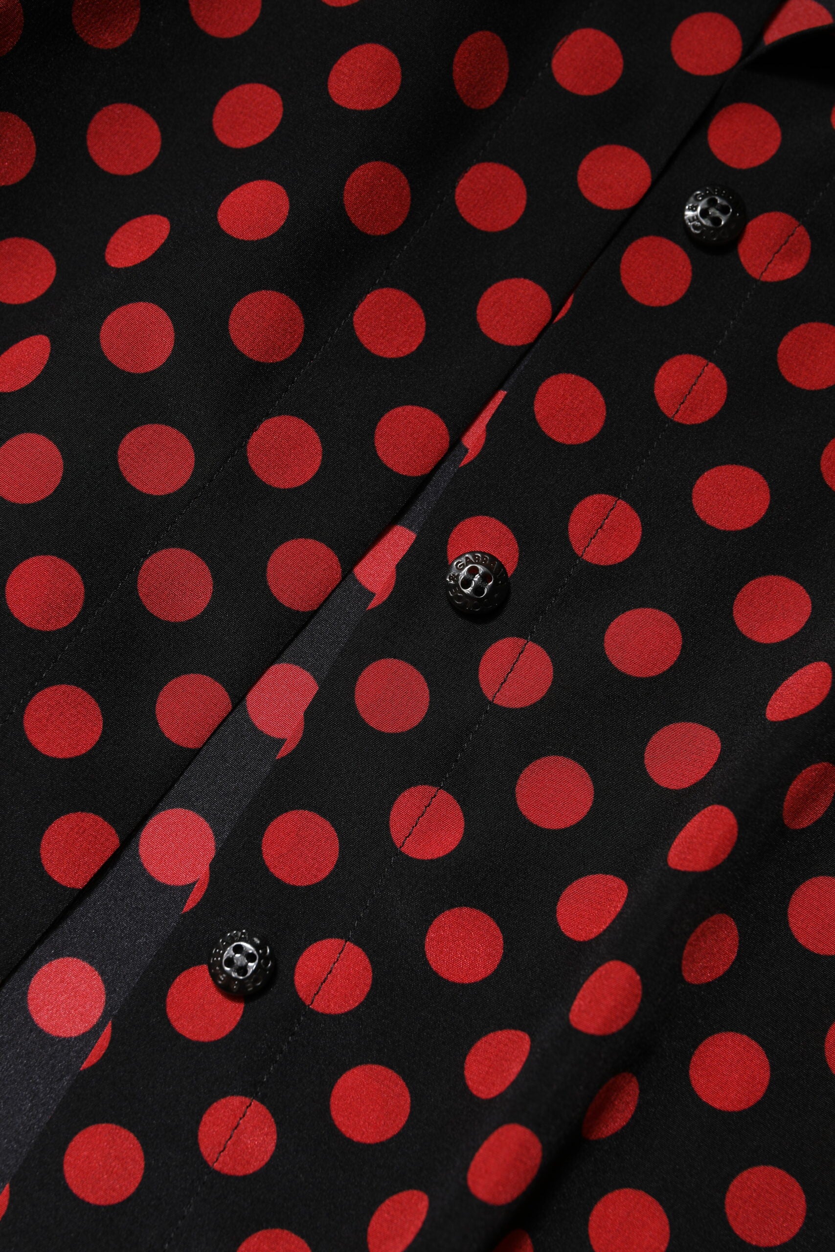 Dolce & Gabbana Black Red Polka Dot Silk Long Sleeves Top by Dolce & Gabbana