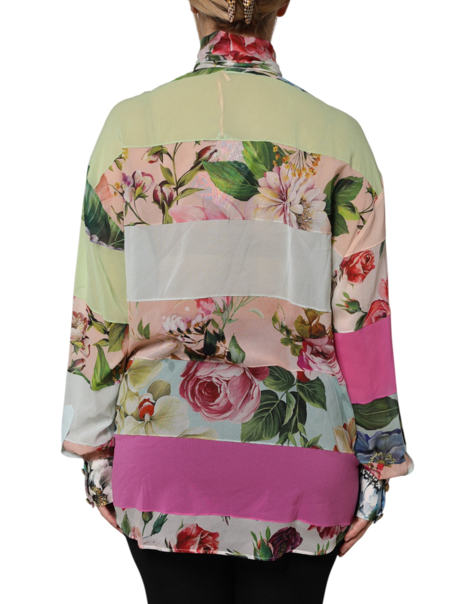 Dolce & Gabbana Multicolor Floral Patchwork Long Sleeves Top by Dolce & Gabbana