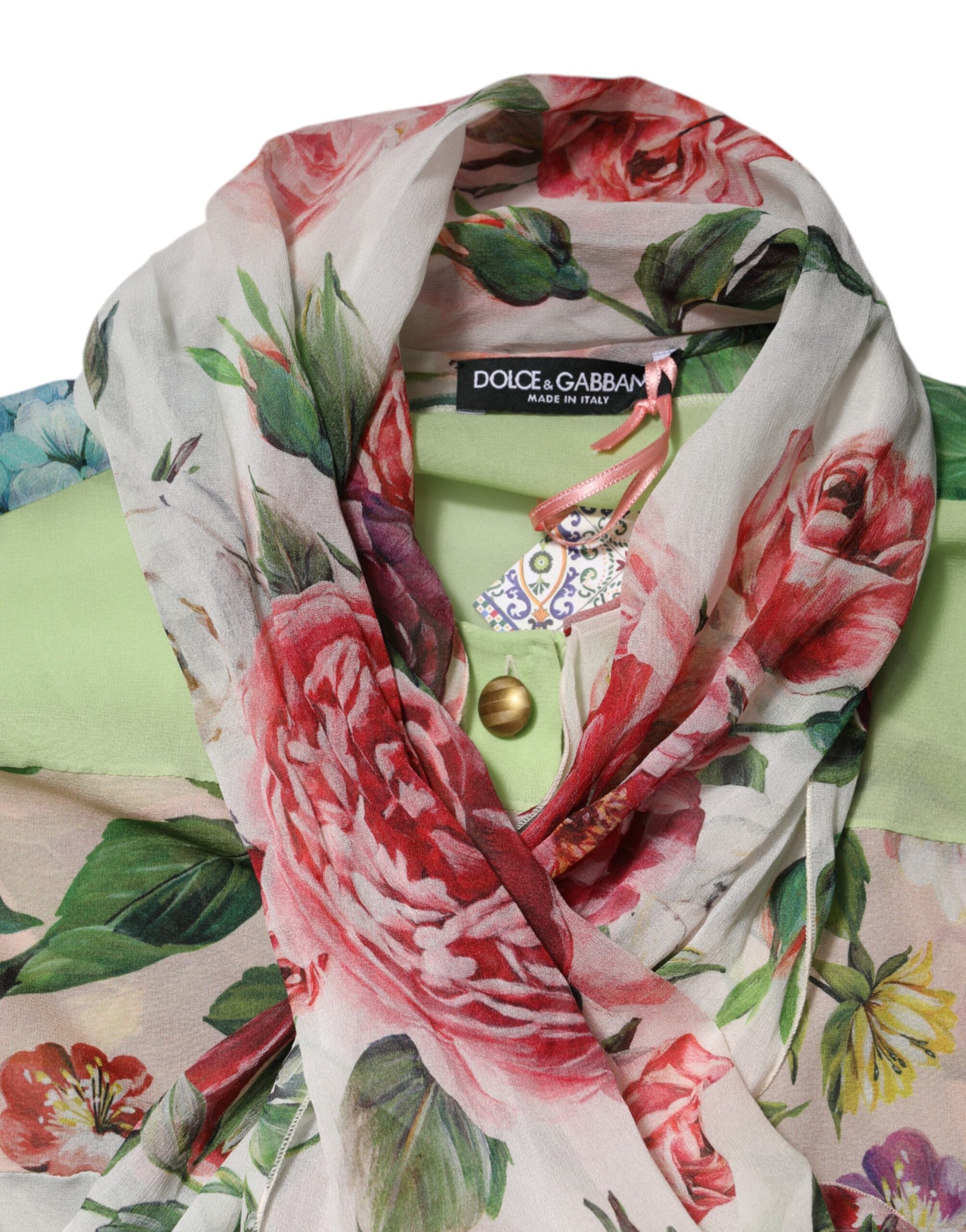 Dolce & Gabbana Multicolor Floral Patchwork Long Sleeves Top by Dolce & Gabbana