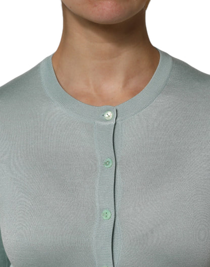 Dolce & Gabbana Light Green Silk Button Down Cardigan Sweater by Dolce & Gabbana
