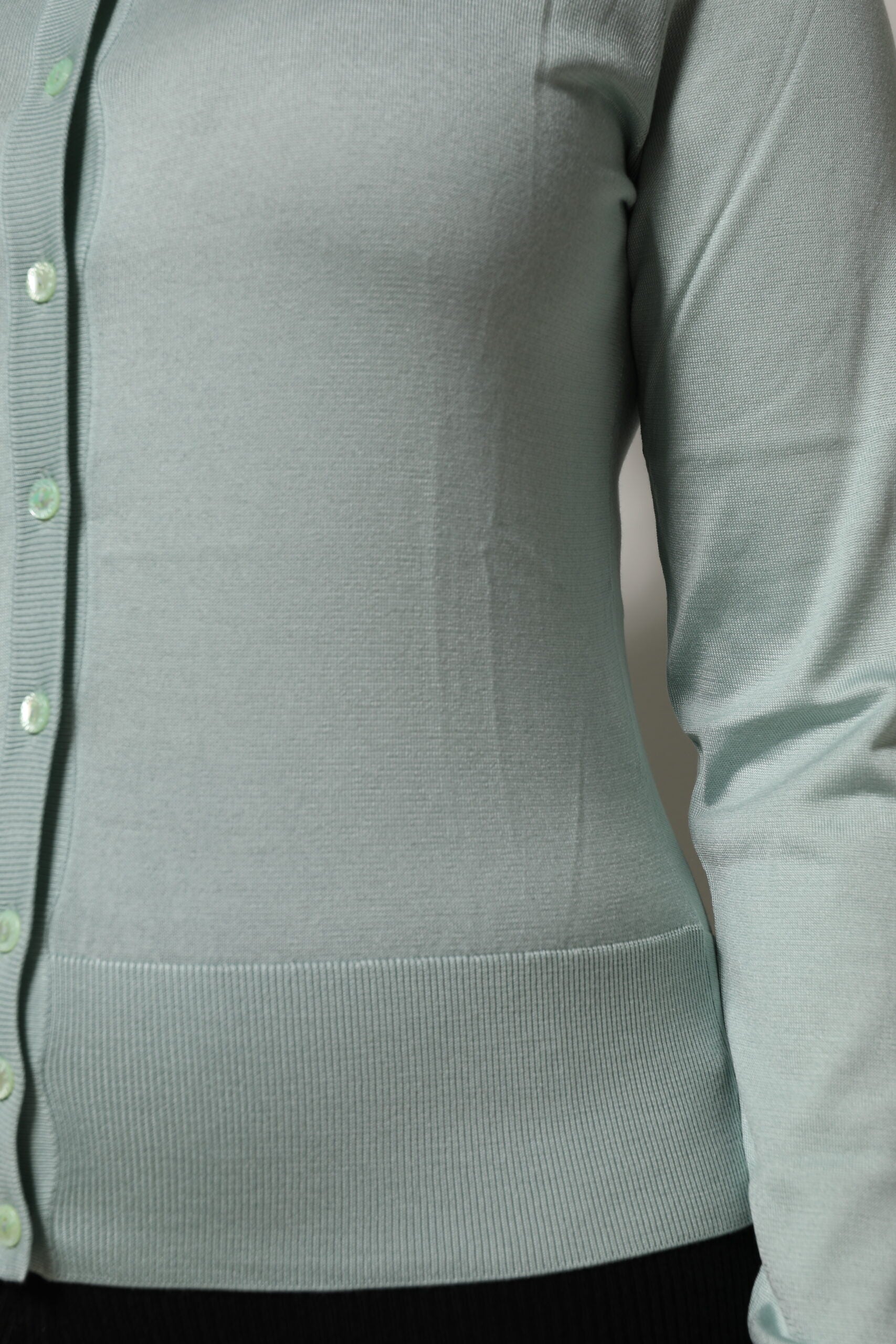 Dolce & Gabbana Light Green Silk Button Down Cardigan Sweater by Dolce & Gabbana