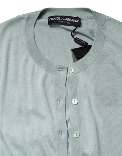 Dolce & Gabbana Light Green Silk Button Down Cardigan Sweater by Dolce & Gabbana