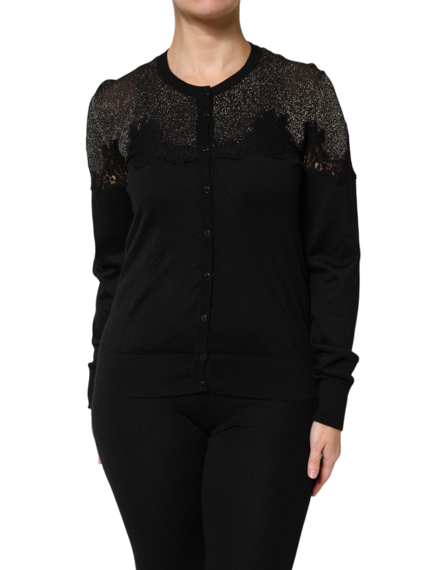 Dolce & Gabbana Black Viscose Lace Buttoned Cardigan Sweater by Dolce & Gabbana