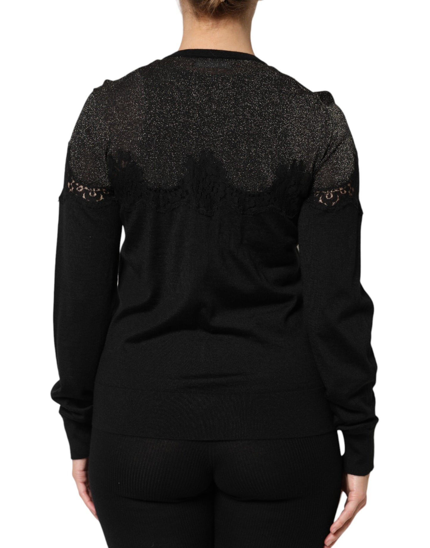 Dolce & Gabbana Black Viscose Lace Buttoned Cardigan Sweater by Dolce & Gabbana