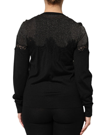 Dolce & Gabbana Black Viscose Lace Buttoned Cardigan Sweater by Dolce & Gabbana