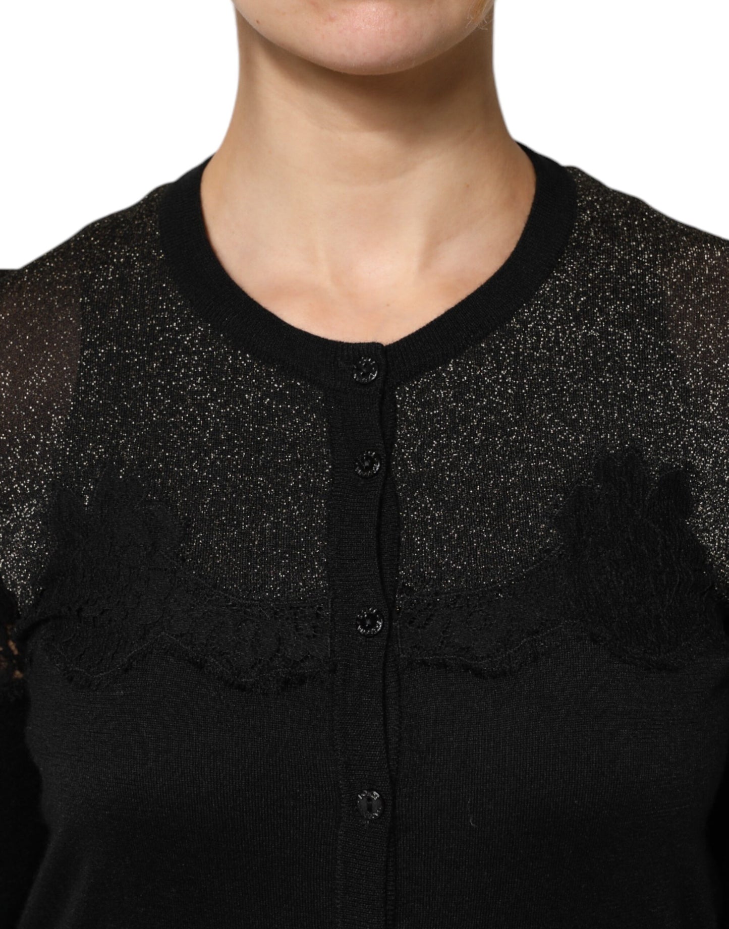Dolce & Gabbana Black Viscose Lace Buttoned Cardigan Sweater by Dolce & Gabbana
