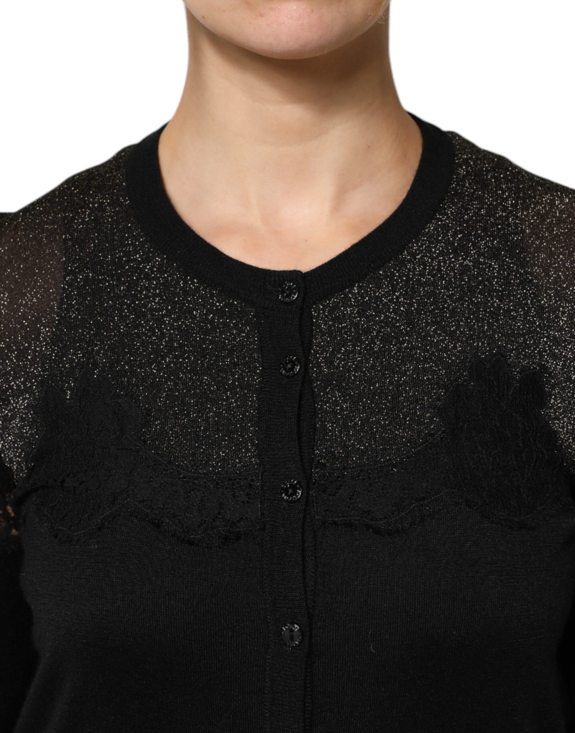 Dolce & Gabbana Black Viscose Lace Buttoned Cardigan Sweater by Dolce & Gabbana
