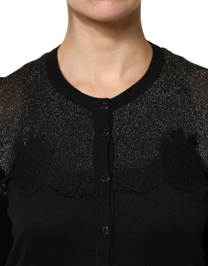 Dolce & Gabbana Black Viscose Lace Buttoned Cardigan Sweater by Dolce & Gabbana