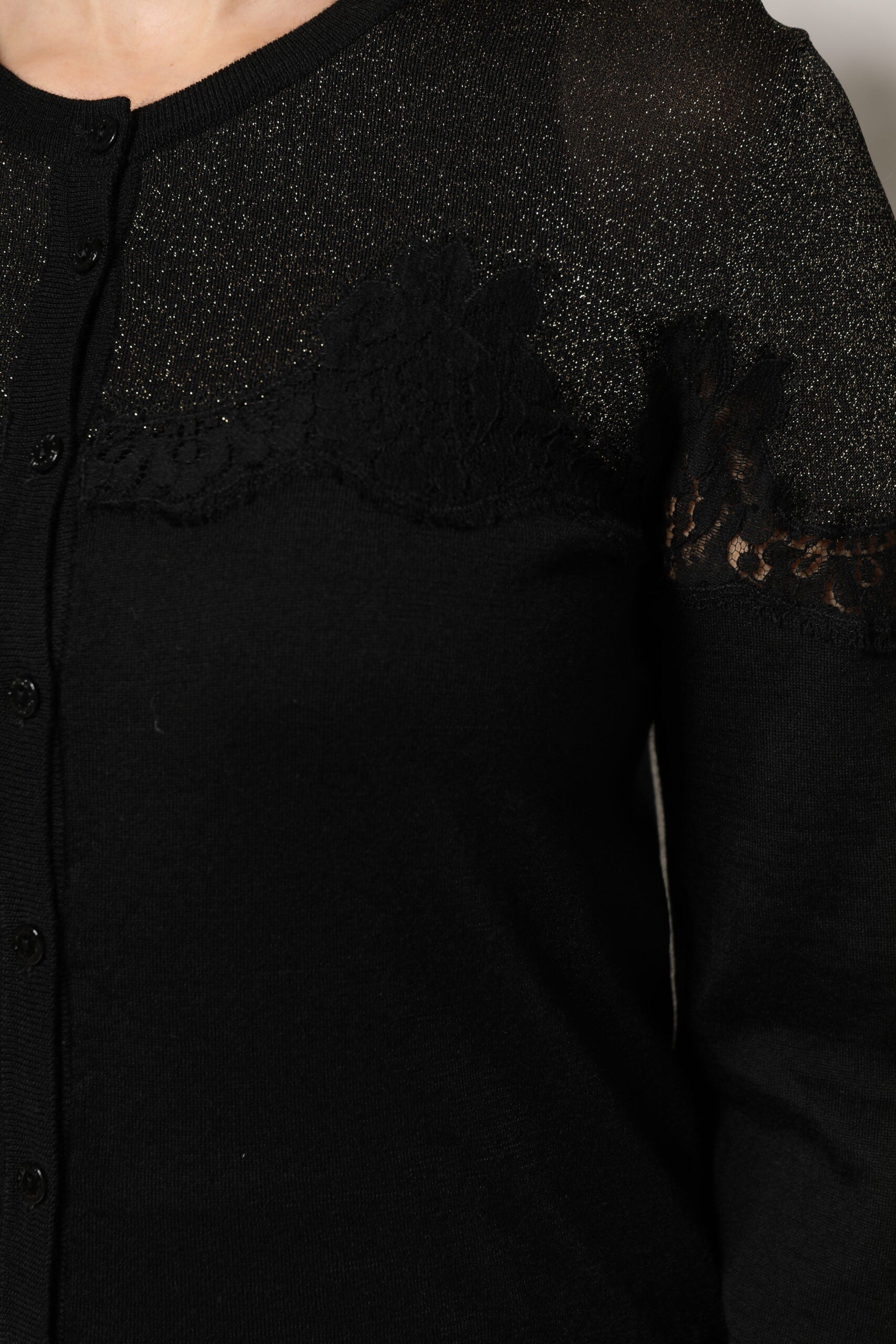 Dolce & Gabbana Black Viscose Lace Buttoned Cardigan Sweater by Dolce & Gabbana