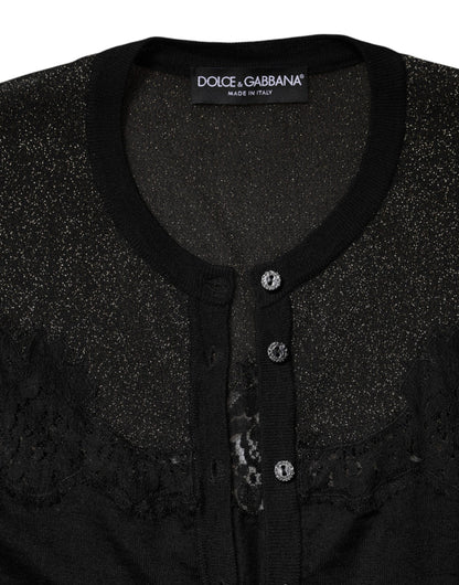 Dolce & Gabbana Black Viscose Lace Buttoned Cardigan Sweater by Dolce & Gabbana