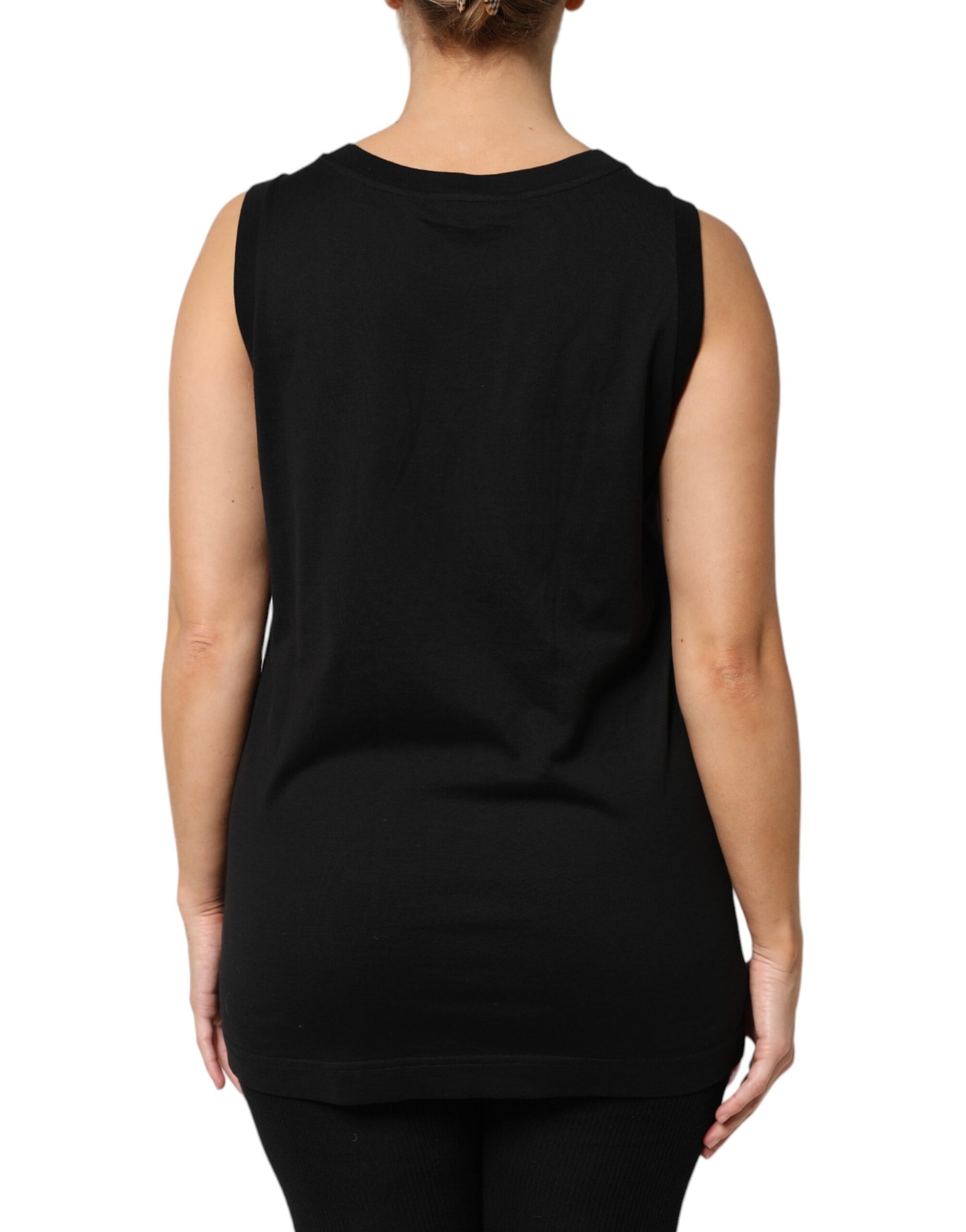 Dolce & Gabbana Black DG Embellished Sleeveless Tank Top by Dolce & Gabbana