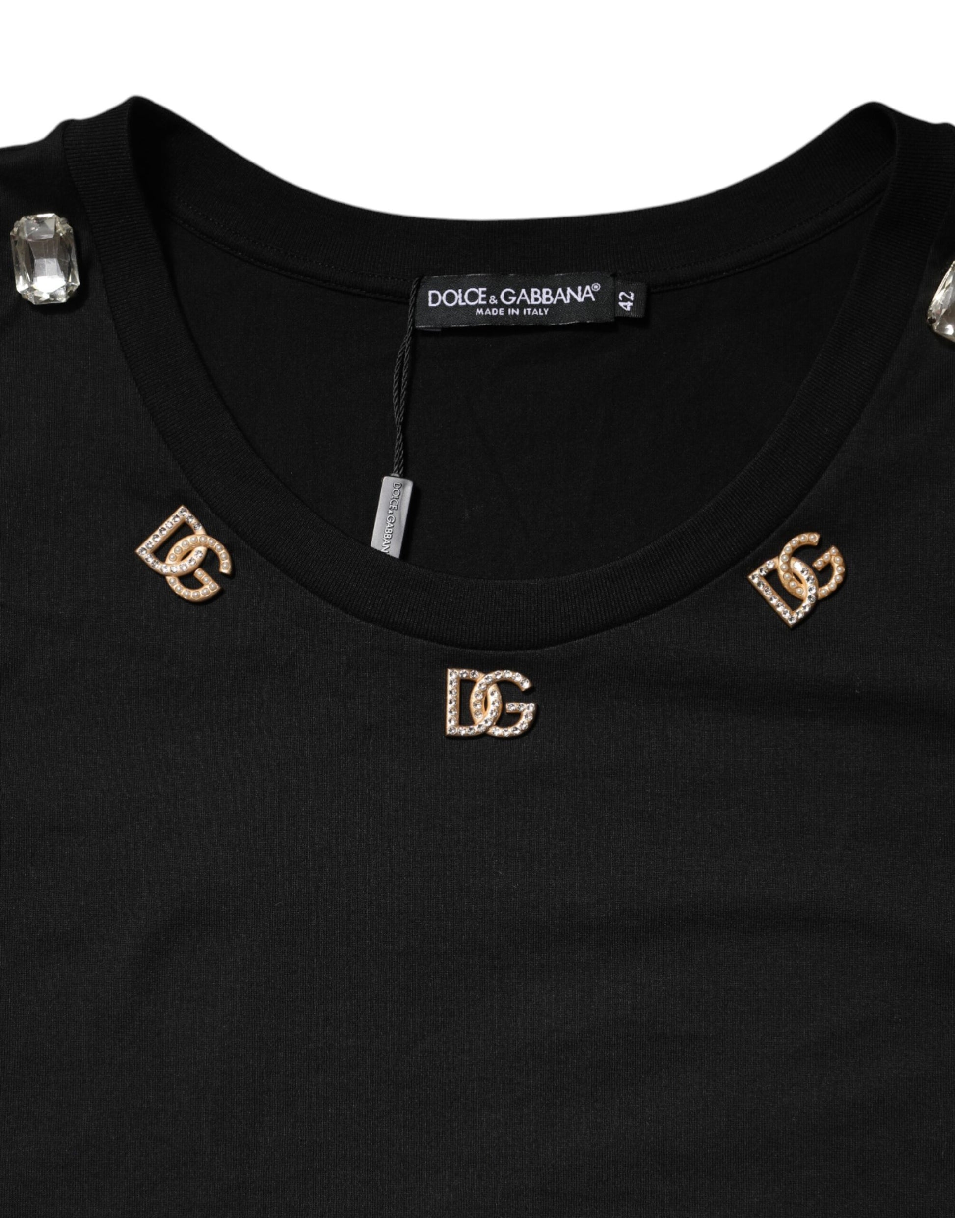 Dolce & Gabbana Black DG Embellished Sleeveless Tank Top by Dolce & Gabbana