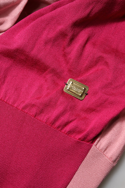 Dolce & Gabbana Pink Short Sleeves Buttoned Ascot Collar Top by Dolce & Gabbana