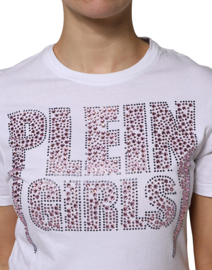 Philipp Plein White Embellished CrewNeck Short Sleeve T-shirt by Philipp Plein